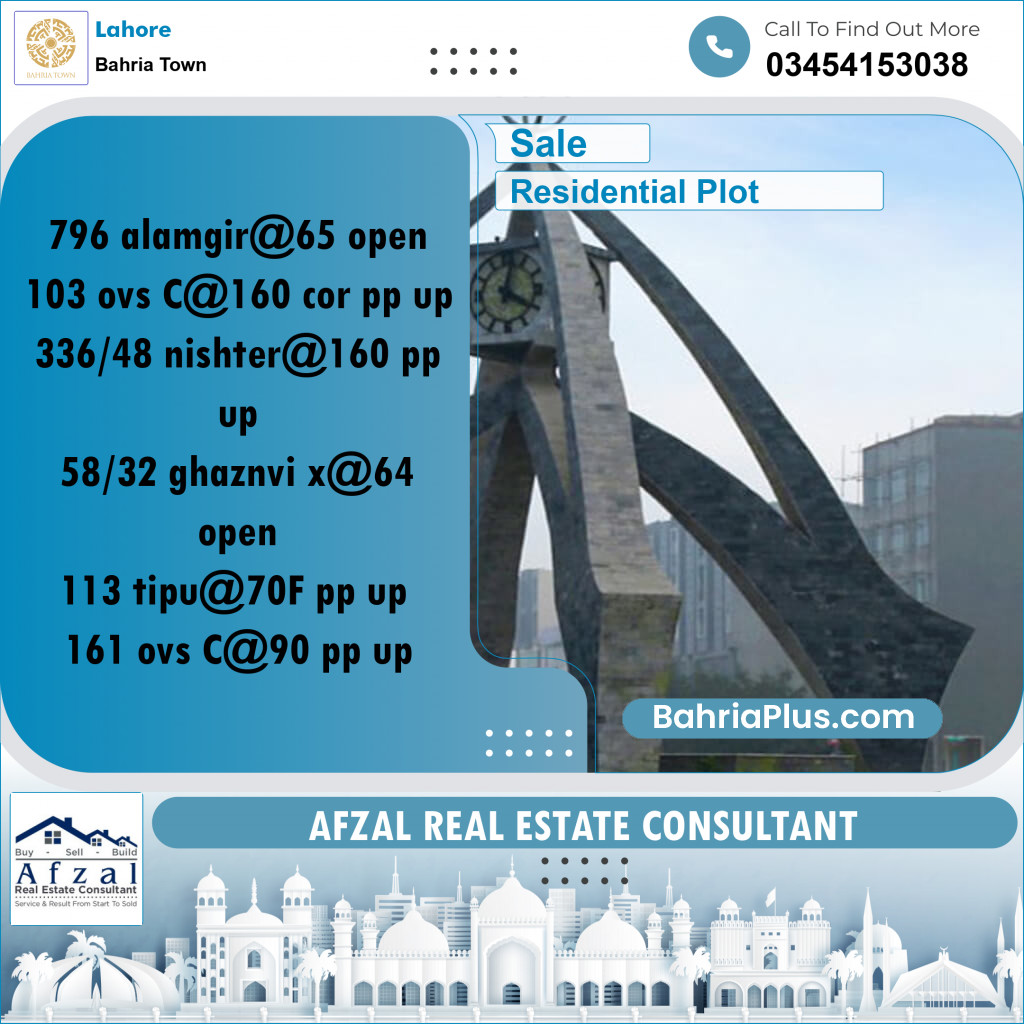 Residential Plot for Sale in Bahria Town, Lahore - (BP-257544)