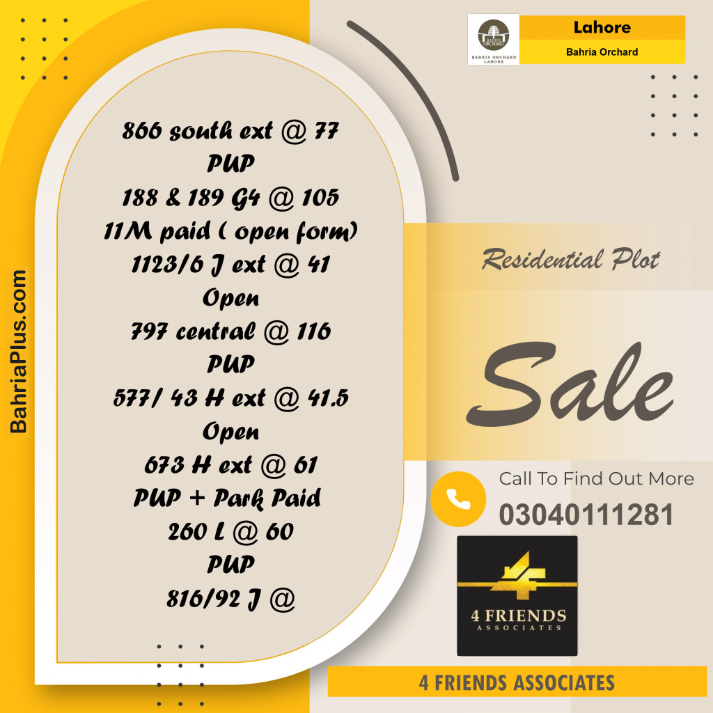 5 Marla Residential Plot for Sale in Bahria Orchard, Lahore - (BP-257569)