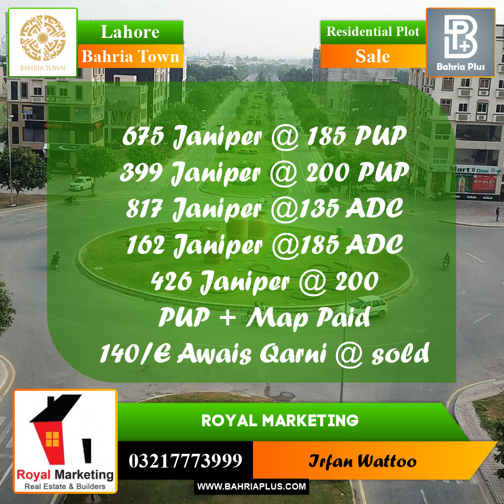 Residential Plot for Sale in Bahria Town, Lahore - (BP-257570)