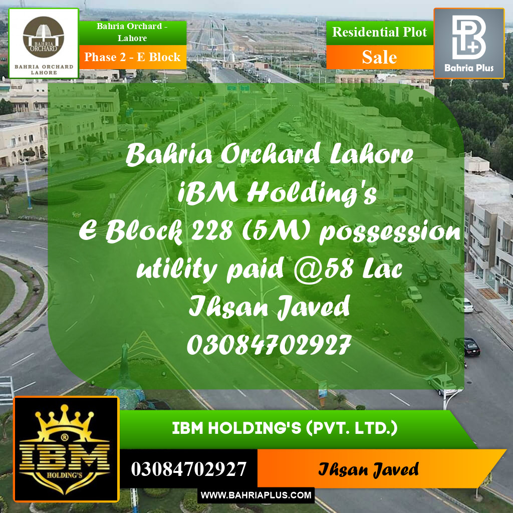5 Marla Residential Plot for Sale in Phase 2 - E Block -  Bahria Orchard, Lahore - (BP-257593)