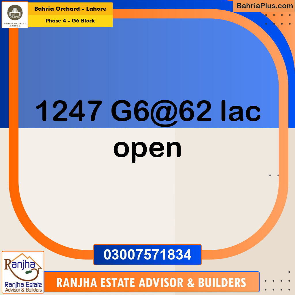 10 Marla Residential Plot for Sale in Phase 4 - G6 Block -  Bahria Orchard, Lahore - (BP-257608)