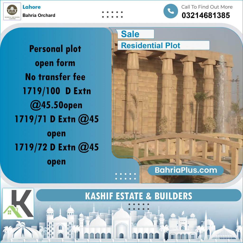 Residential Plot for Sale in Bahria Orchard, Lahore - (BP-257629)