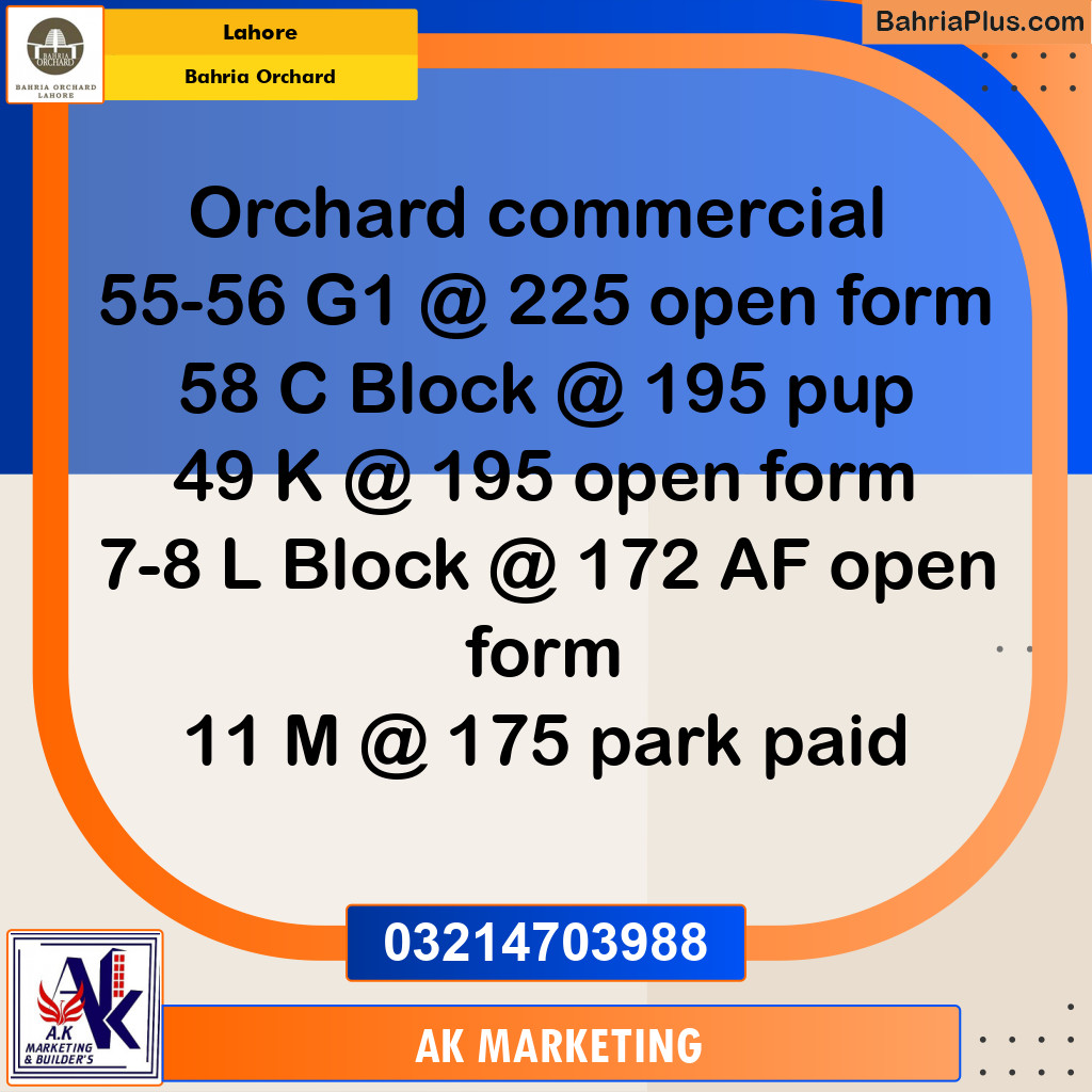Residential Plot for Sale in Bahria Orchard, Lahore - (BP-257686)