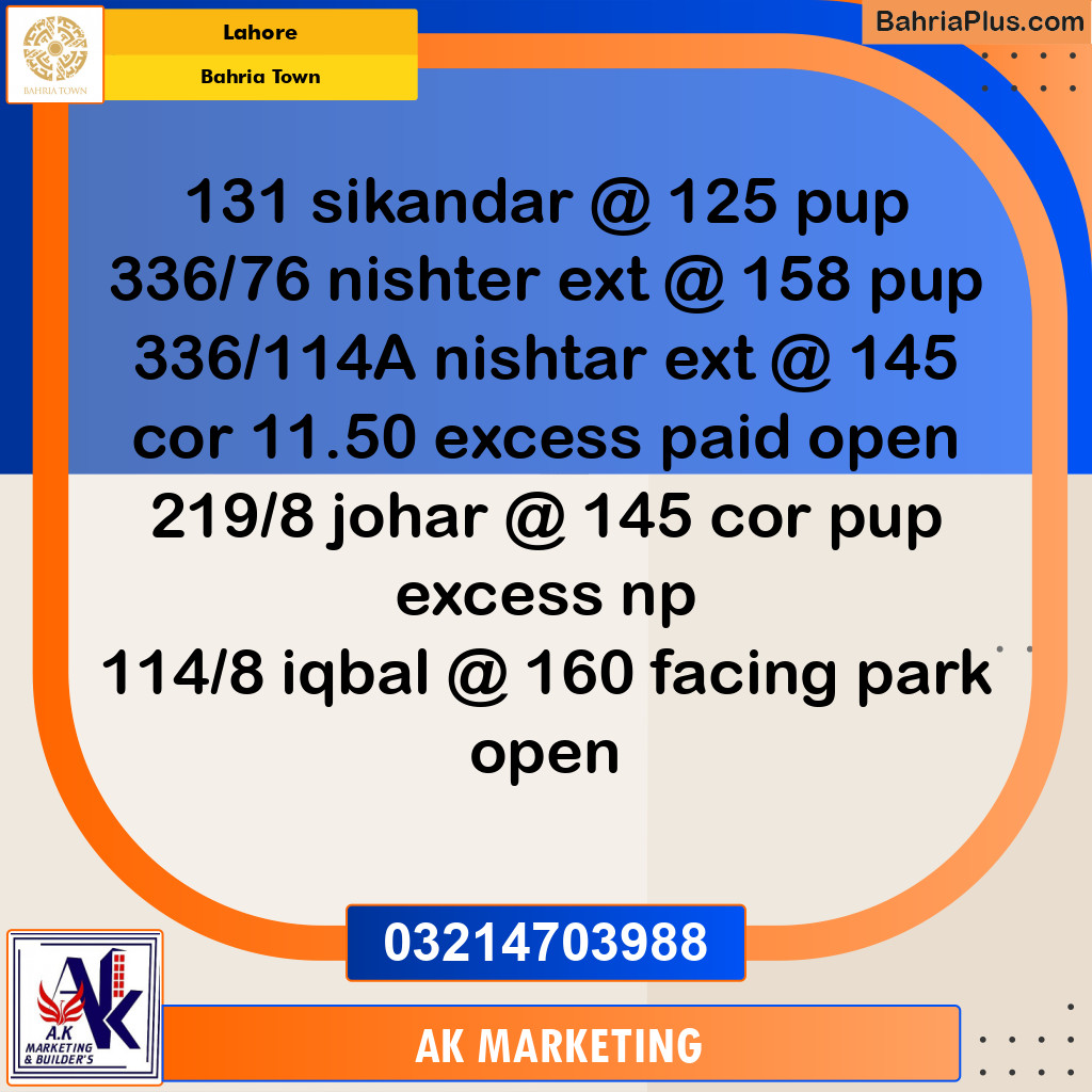 Residential Plot for Sale in Bahria Town, Lahore - (BP-257707)