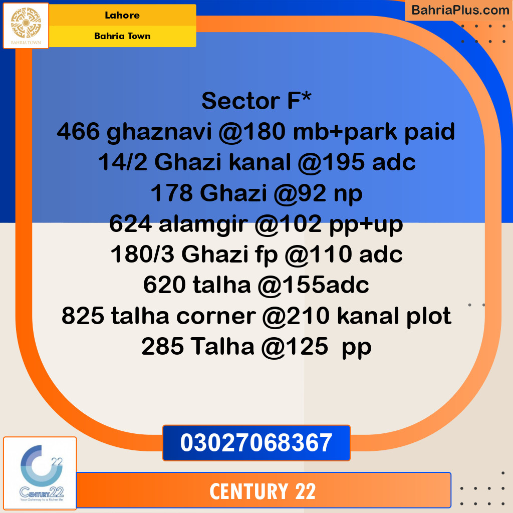 Residential Plot for Sale in Bahria Town, Lahore - (BP-257725)