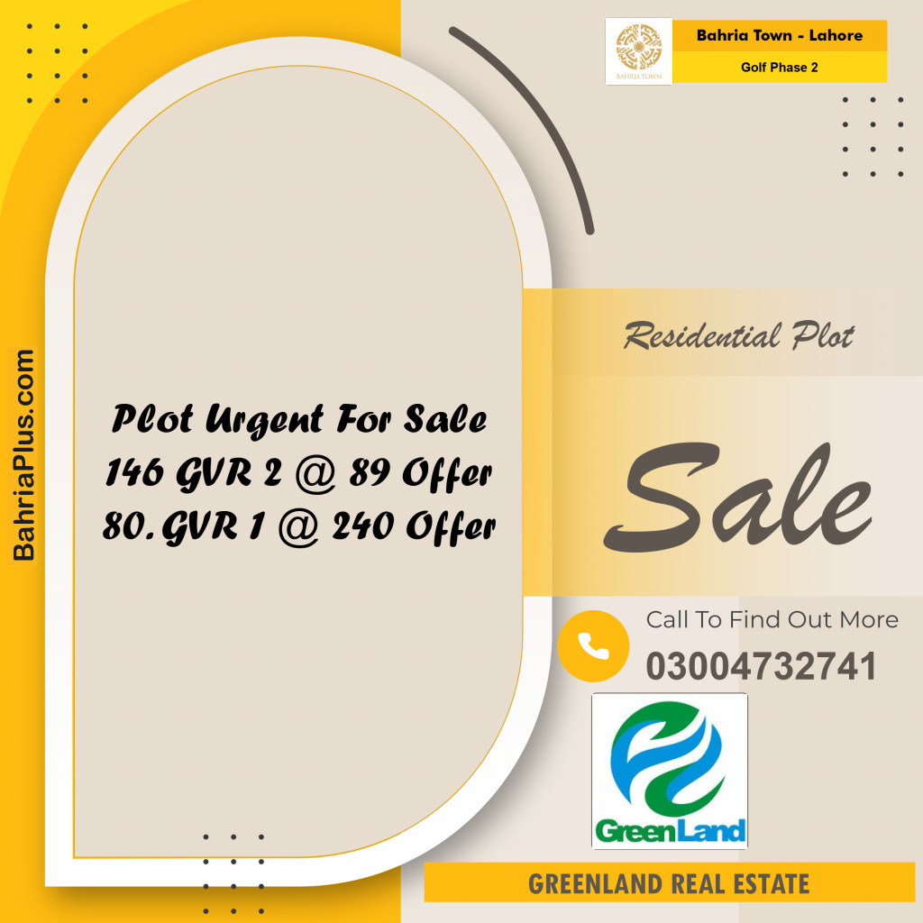 10 Marla Residential Plot for Sale in Golf Phase 2 -  Bahria Town, Lahore - (BP-257741)