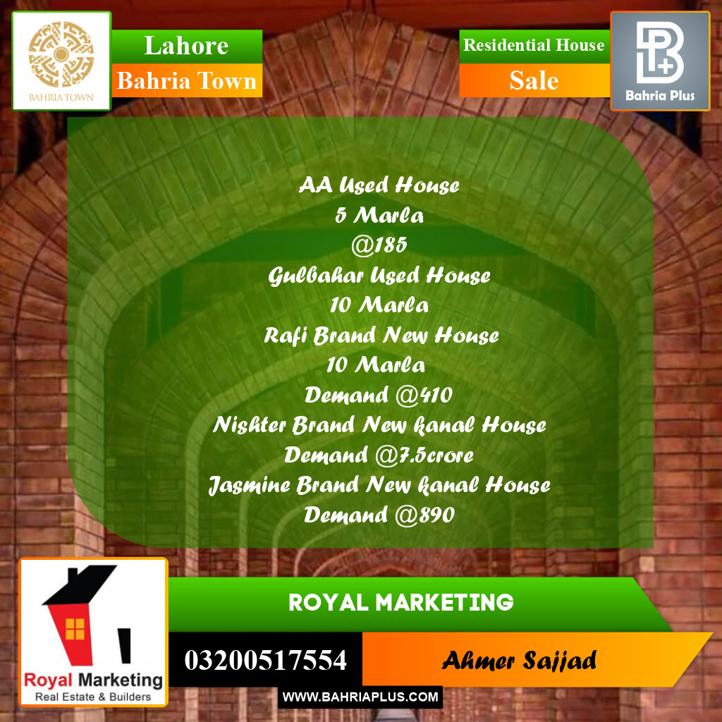 Residential House for Sale in Bahria Town, Lahore - (BP-257769)