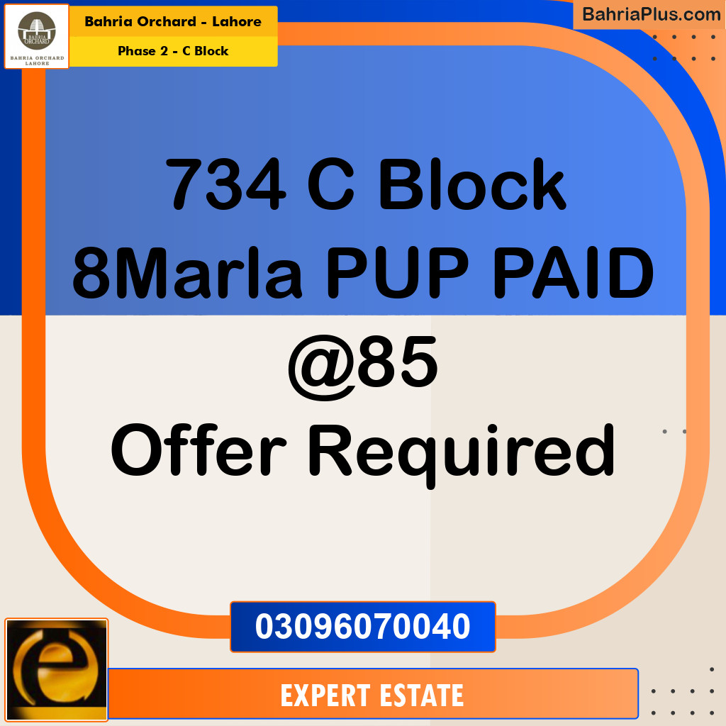 8 Marla Residential Plot for Sale in Phase 2 - C Block -  Bahria Orchard, Lahore - (BP-257786)