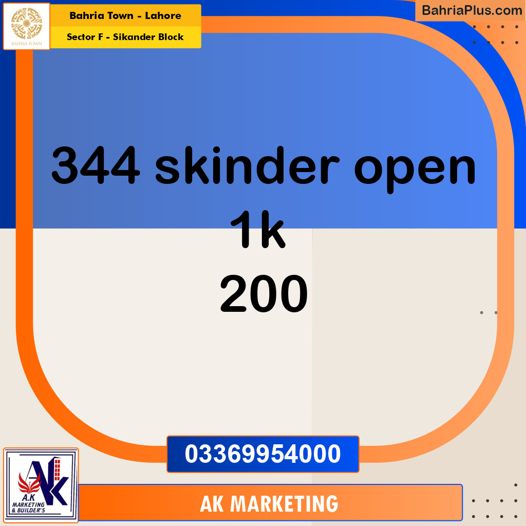 Residential Plot for Sale in Sector F - Sikander Block -  Bahria Town, Lahore - (BP-257791)
