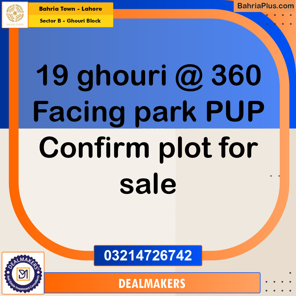 1 Kanal Residential Plot for Sale in Sector B - Ghouri Block -  Bahria Town, Lahore - (BP-257795)