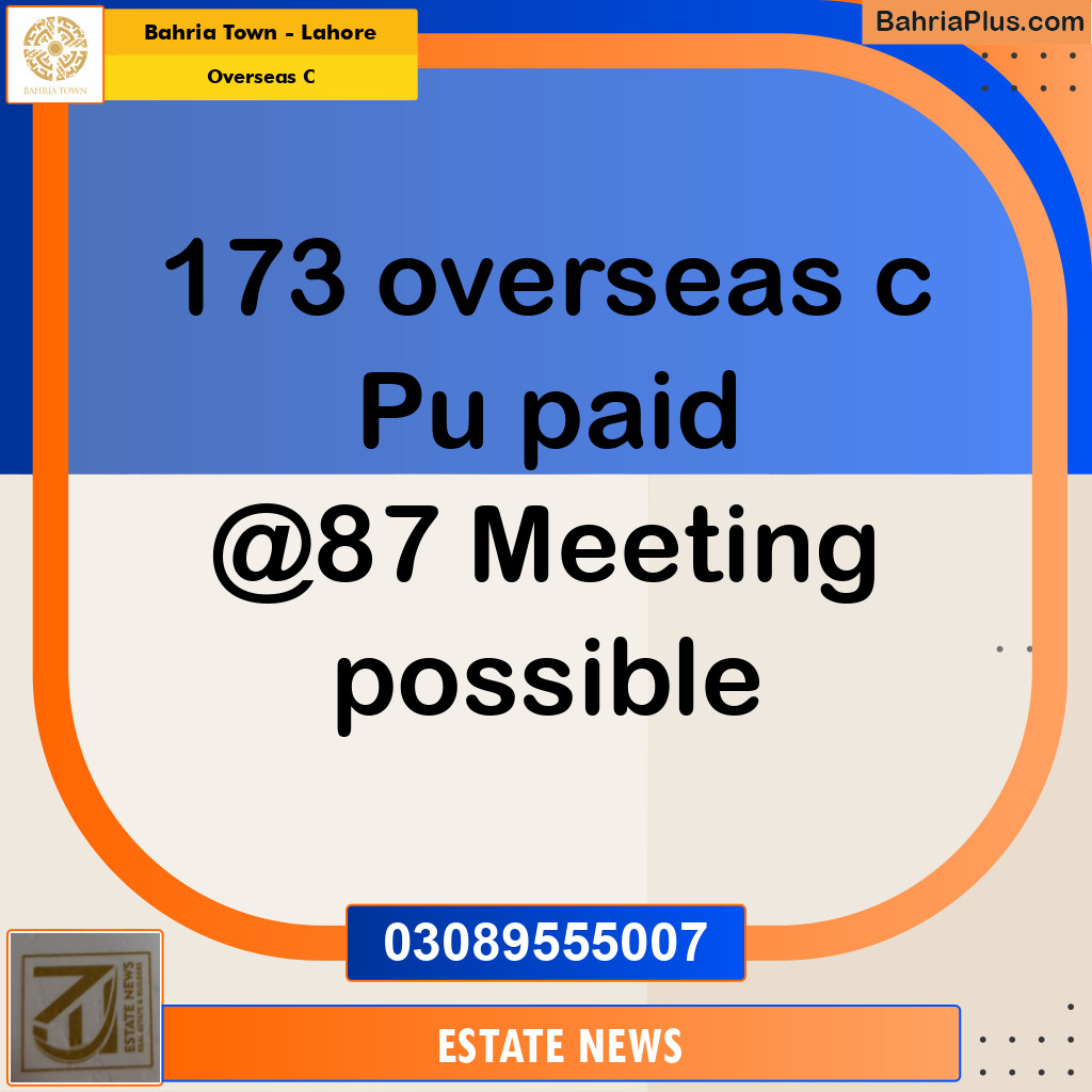 Residential Plot for Sale in Overseas C -  Bahria Town, Lahore - (BP-257801)