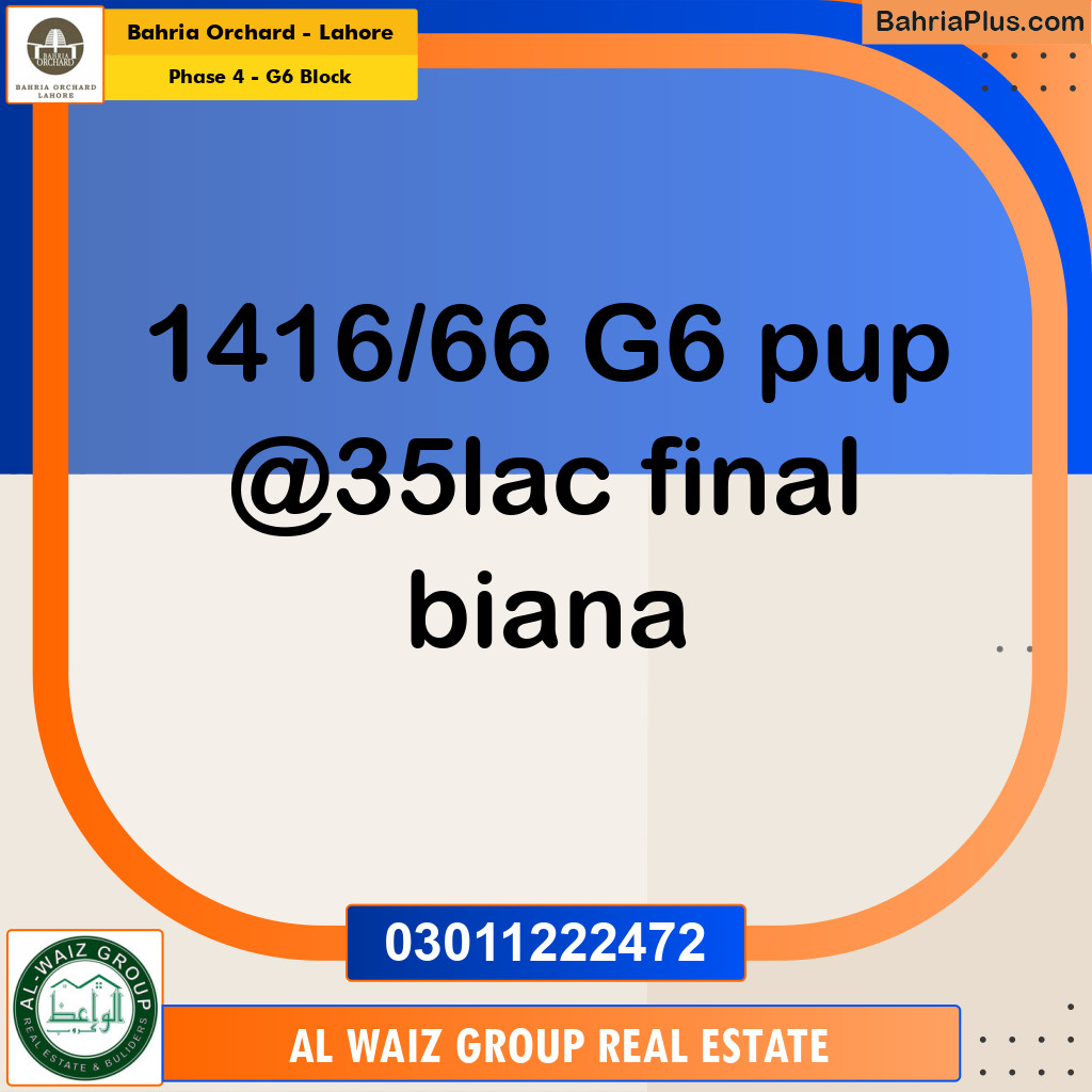 5 Marla Residential Plot for Sale in Phase 4 - G6 Block -  Bahria Orchard, Lahore - (BP-257815)