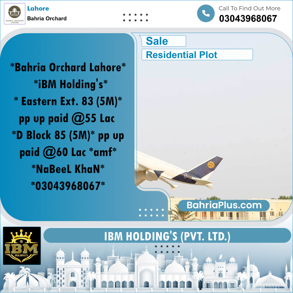 5 Marla Residential Plot for Sale in Bahria Orchard, Lahore - (BP-257816)