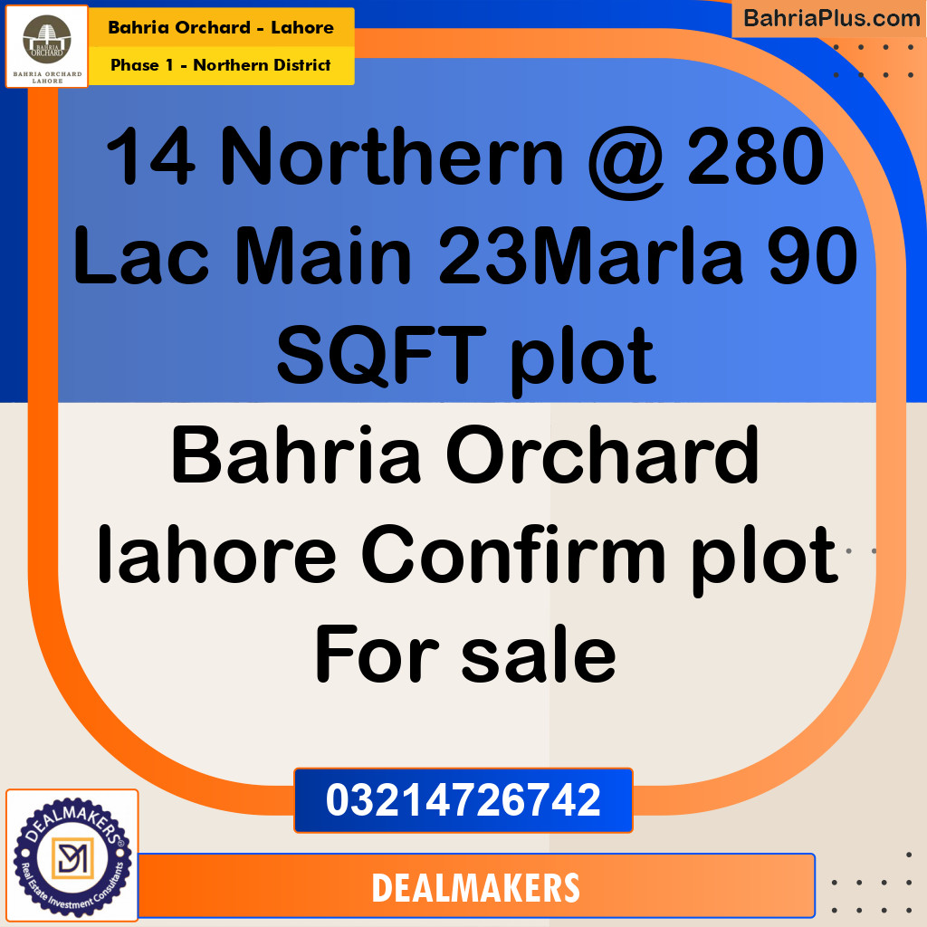 23 Marla Residential Plot for Sale in Phase 1 - Northern District -  Bahria Orchard, Lahore - (BP-257823)