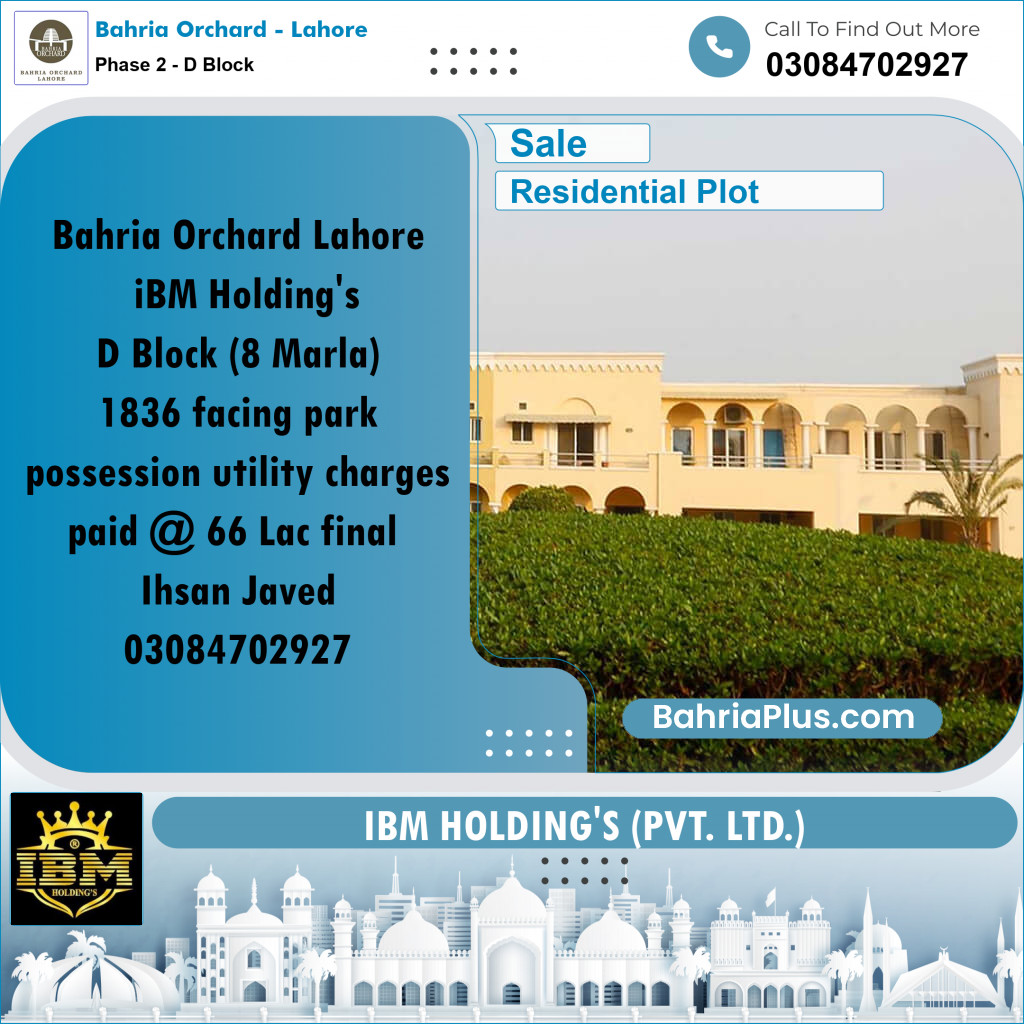 8 Marla Residential Plot for Sale in Phase 2 - D Block -  Bahria Orchard, Lahore - (BP-257833)