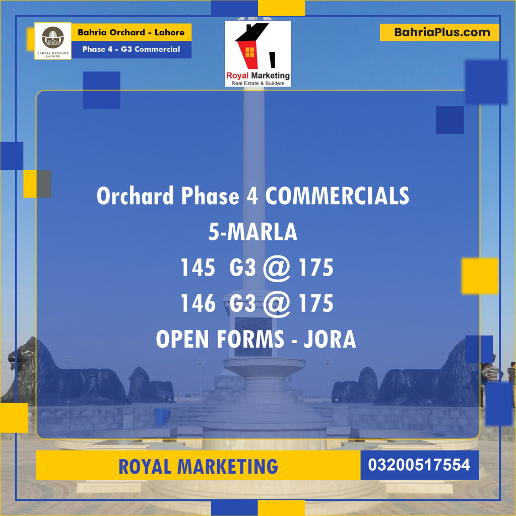 5 Marla Commercial Plot for Sale in Phase 4 - G3 Commercial -  Bahria Orchard, Lahore - (BP-257844)