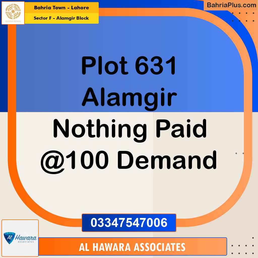 10 Marla Residential Plot for Sale in Sector F - Alamgir Block -  Bahria Town, Lahore - (BP-257846)