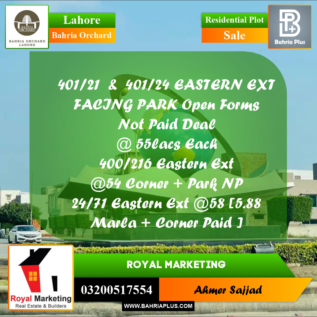 Residential Plot for Sale in Bahria Orchard, Lahore - (BP-257857)