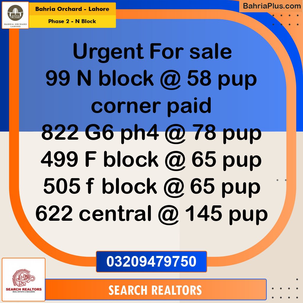 5 Marla Residential Plot for Sale in Phase 2 - N Block -  Bahria Orchard, Lahore - (BP-257908)