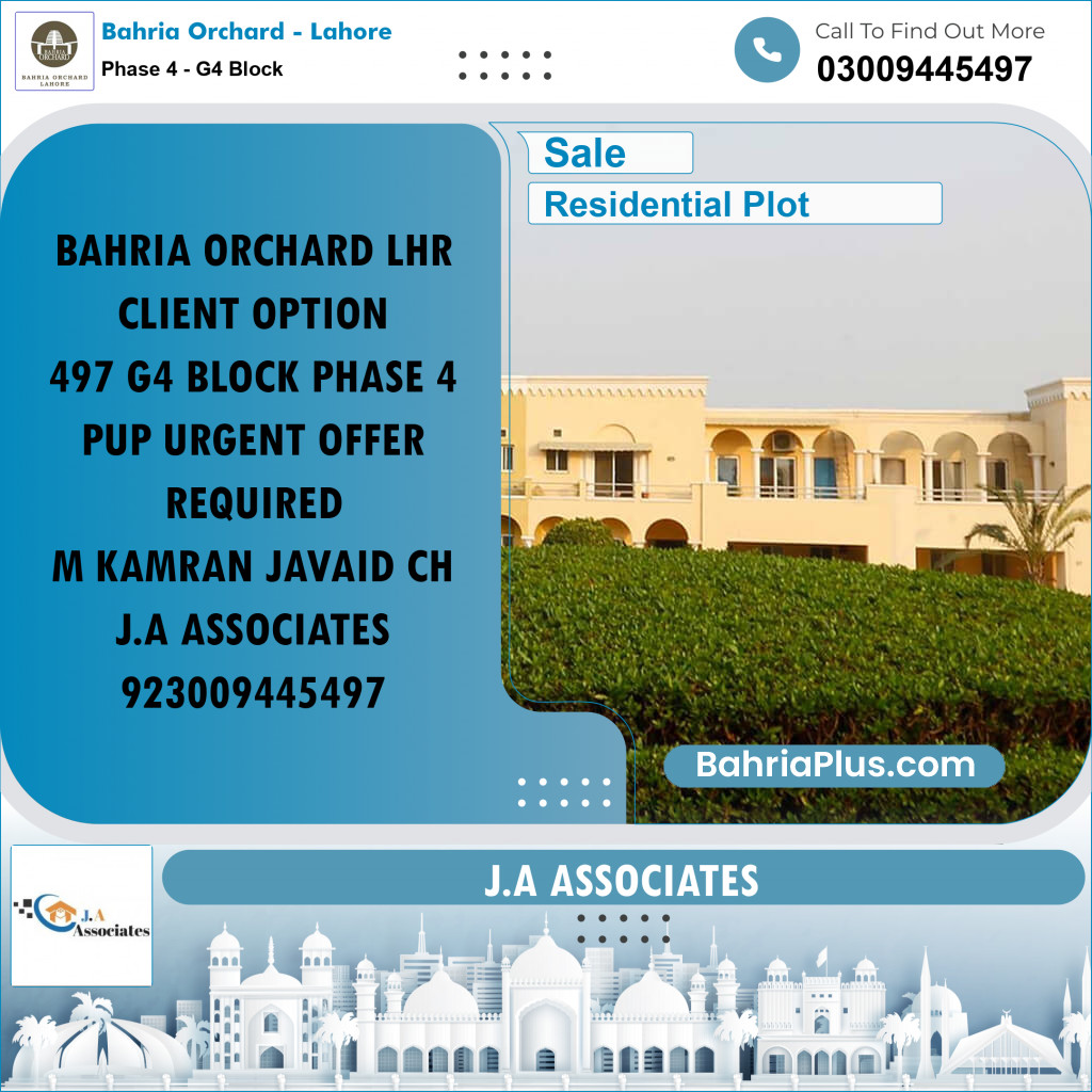 10 Marla Residential Plot for Sale in Phase 4 - G4 Block -  Bahria Orchard, Lahore - (BP-257928)