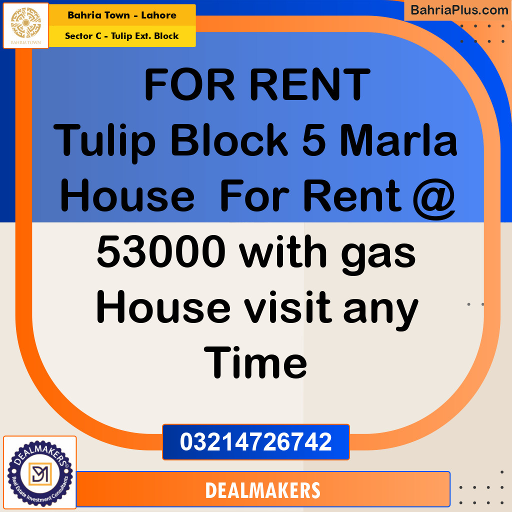 5 Marla Residential House for Rent in Sector C - Tulip Ext. Block -  Bahria Town, Lahore - (BP-257943)