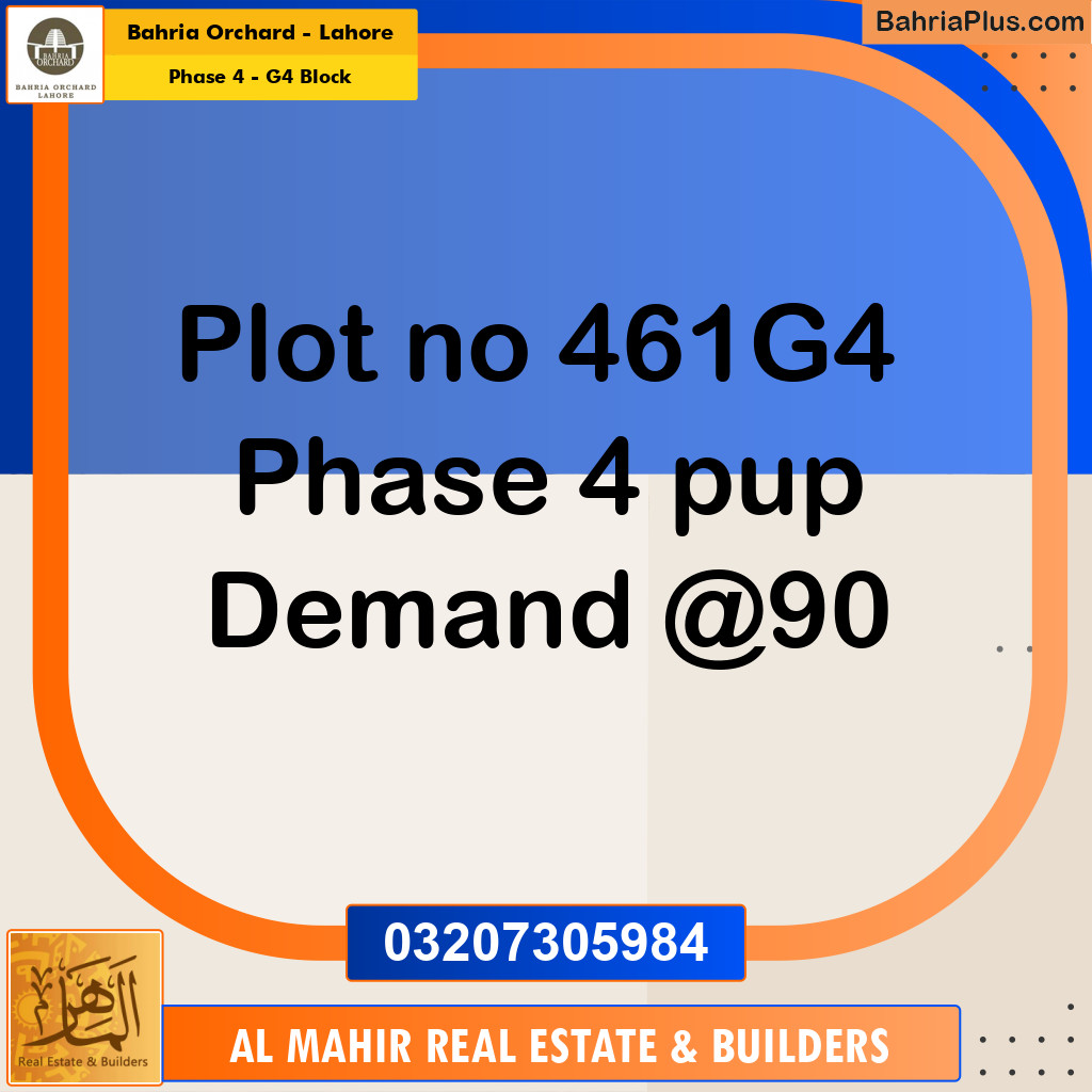 10 Marla Residential Plot for Sale in Phase 4 - G4 Block -  Bahria Orchard, Lahore - (BP-257981)