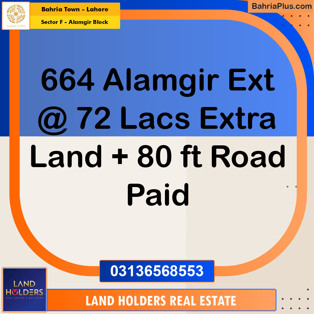 5 Marla Residential Plot for Sale in Sector F - Alamgir Block -  Bahria Town, Lahore - (BP-258004)