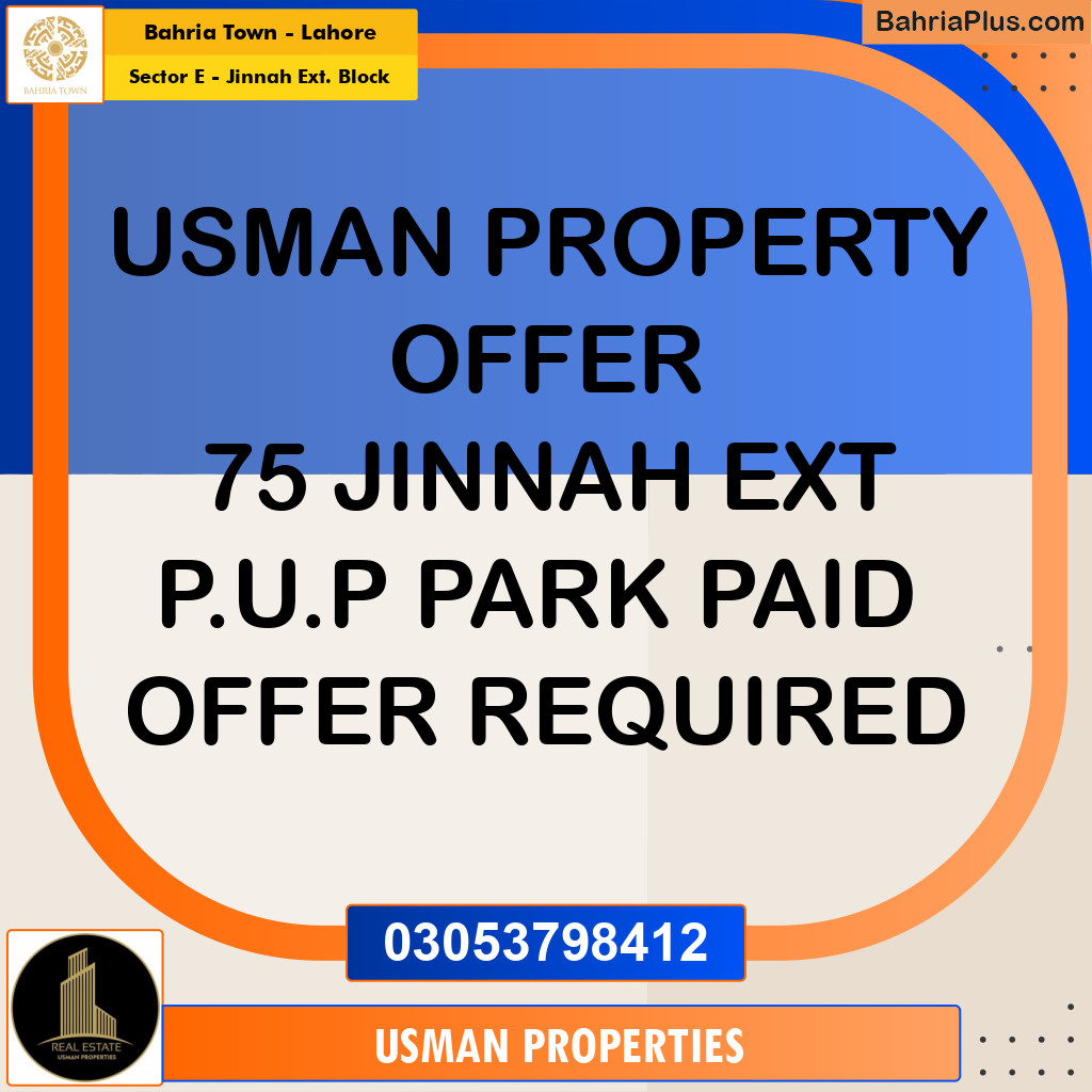 Residential Plot for Sale in Sector E - Jinnah Ext. Block -  Bahria Town, Lahore - (BP-258008)