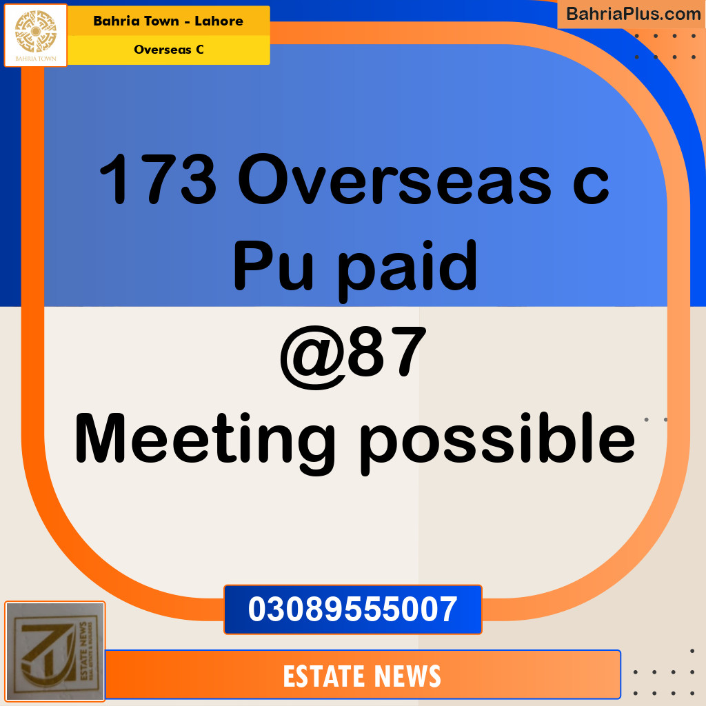 Residential Plot for Sale in Overseas C -  Bahria Town, Lahore - (BP-258018)