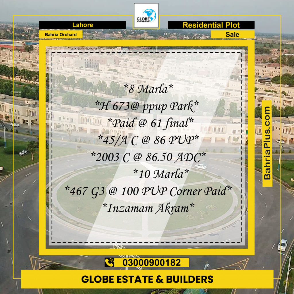 Residential Plot for Sale in Bahria Orchard, Lahore - (BP-258023)