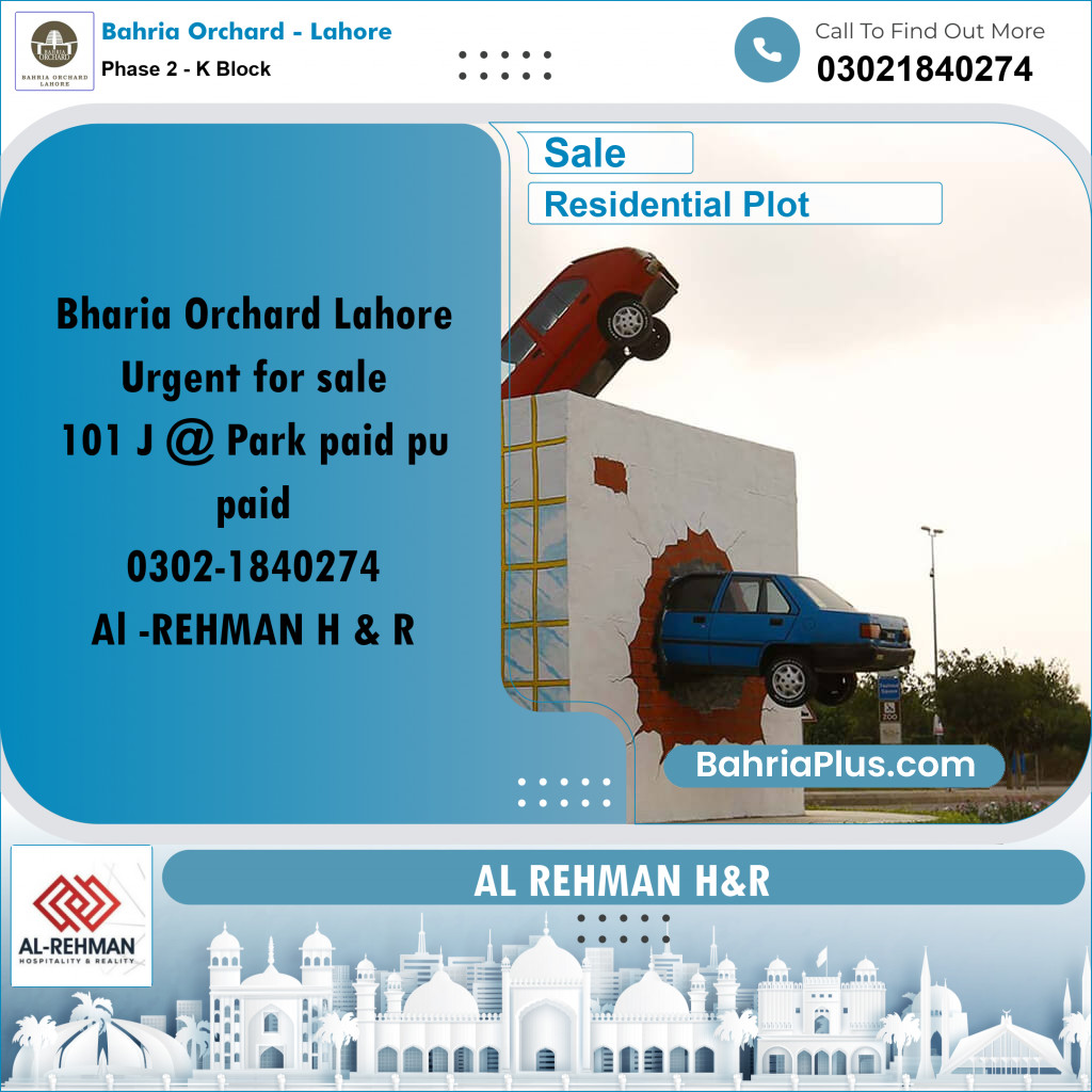 8 Marla Residential Plot for Sale in Phase 2 - K Block -  Bahria Orchard, Lahore - (BP-258037)