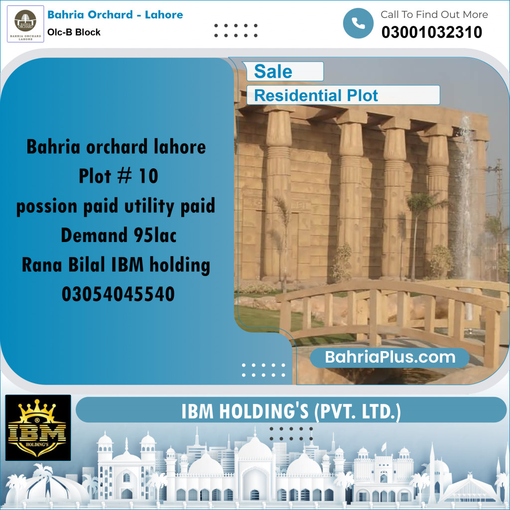10 Marla Residential Plot for Sale in OLC-B Block -  Bahria Orchard, Lahore - (BP-258046)