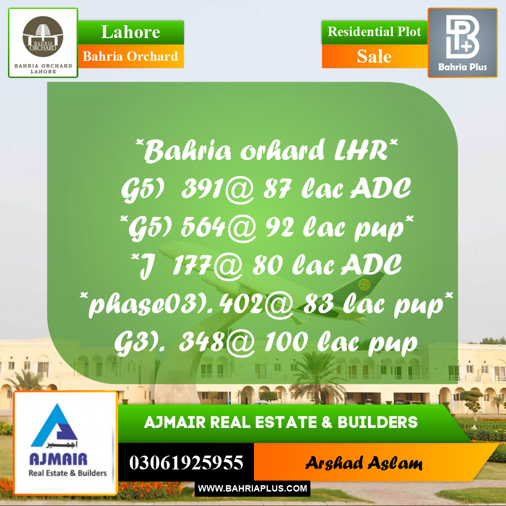 Residential Plot for Sale in Bahria Orchard, Lahore - (BP-258082)