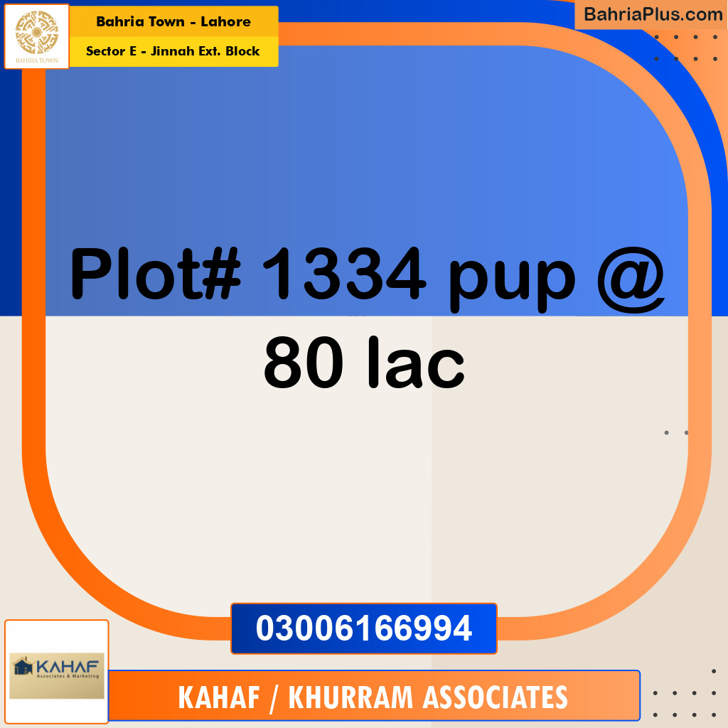 5 Marla Residential Plot for Sale in Sector E - Jinnah Ext. Block -  Bahria Town, Lahore - (BP-258089)