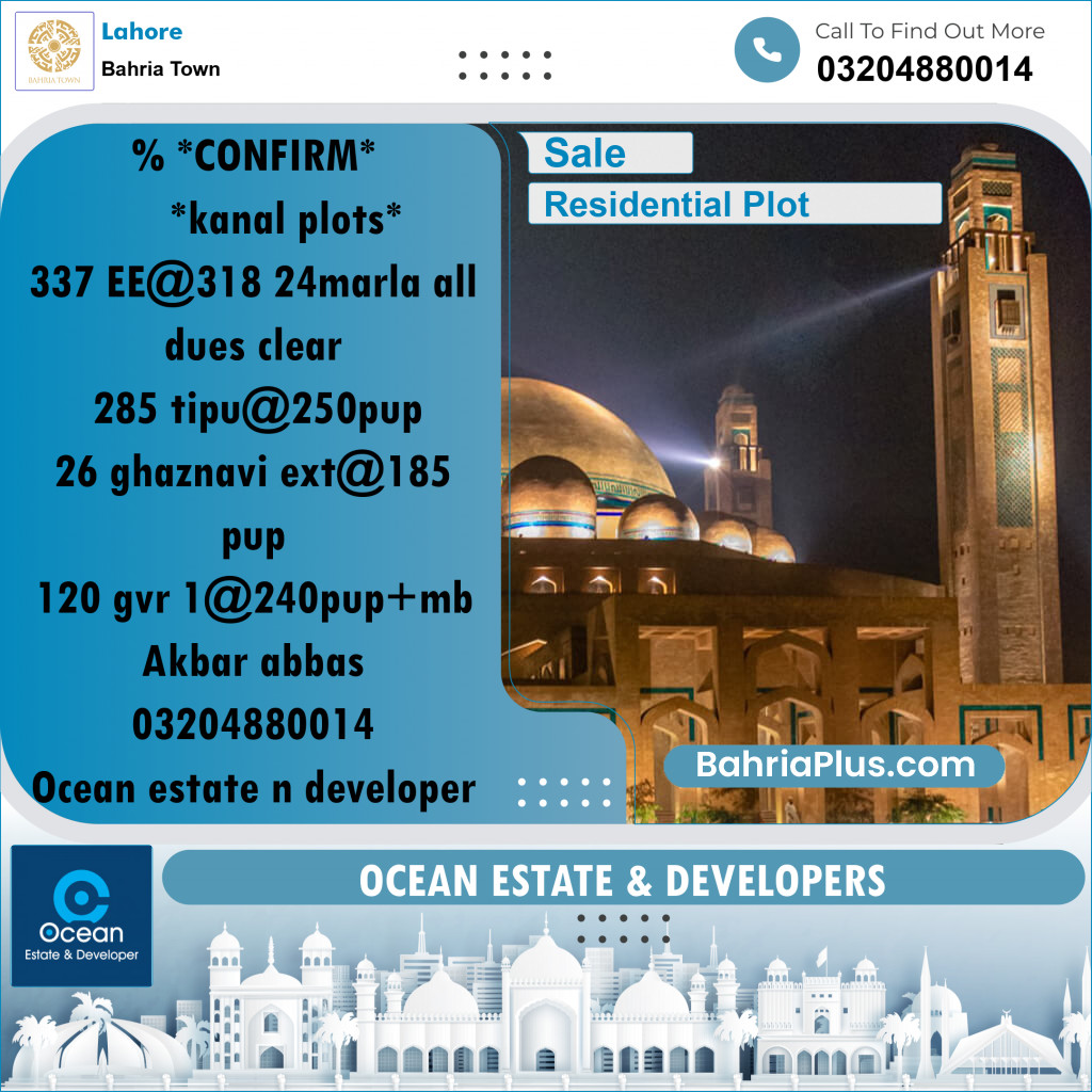 Residential Plot for Sale in Bahria Town, Lahore - (BP-258096)