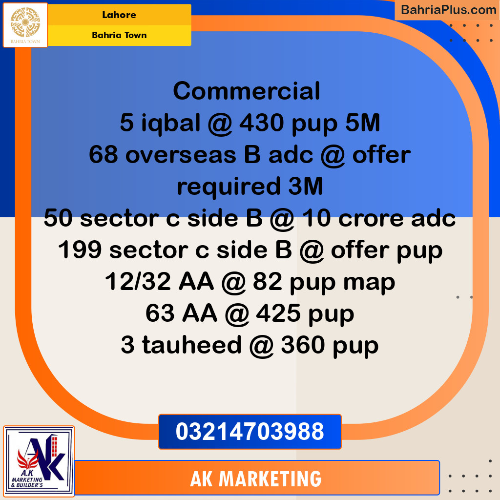 Residential Plot for Sale in Bahria Town, Lahore - (BP-258106)