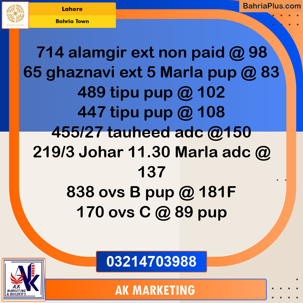 Residential Plot for Sale in Bahria Town, Lahore - (BP-258120)