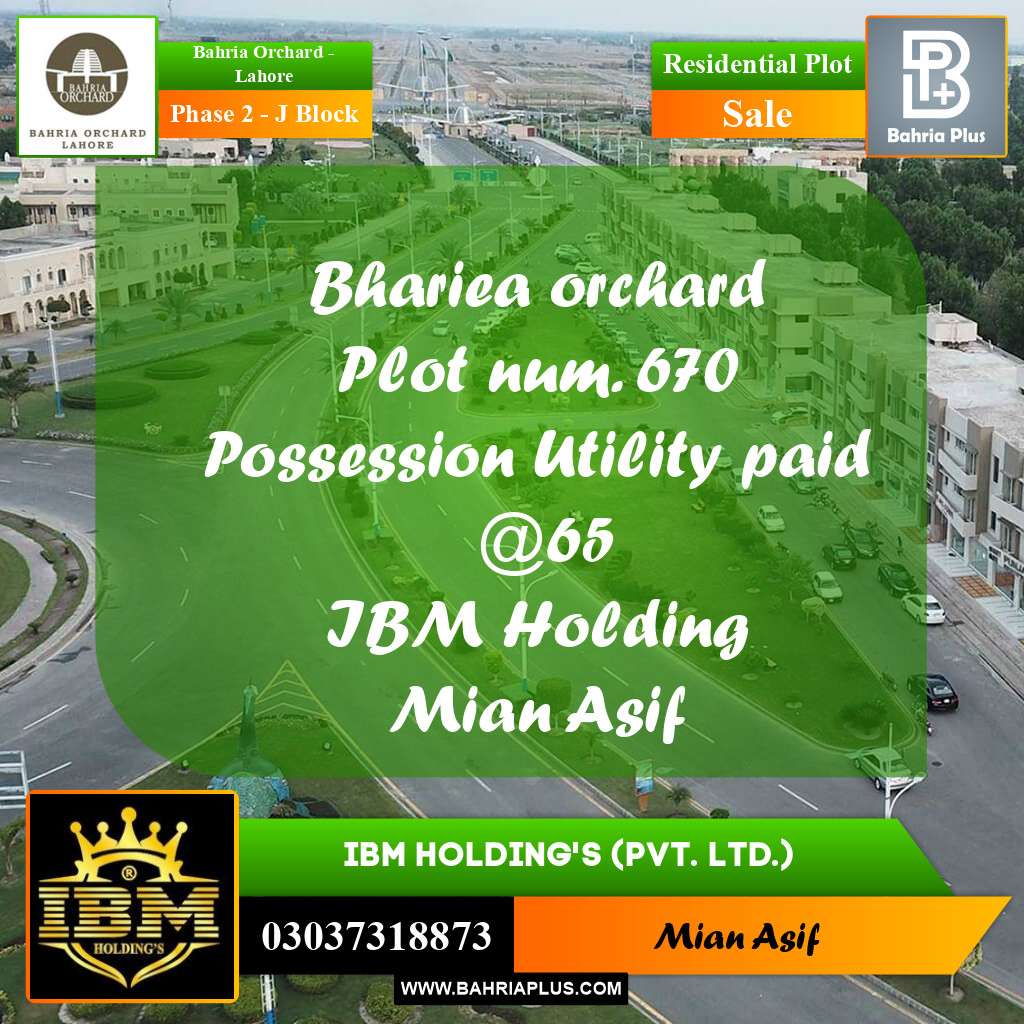 8 Marla Residential Plot for Sale in Phase 2 - J Block -  Bahria Orchard, Lahore - (BP-258127)