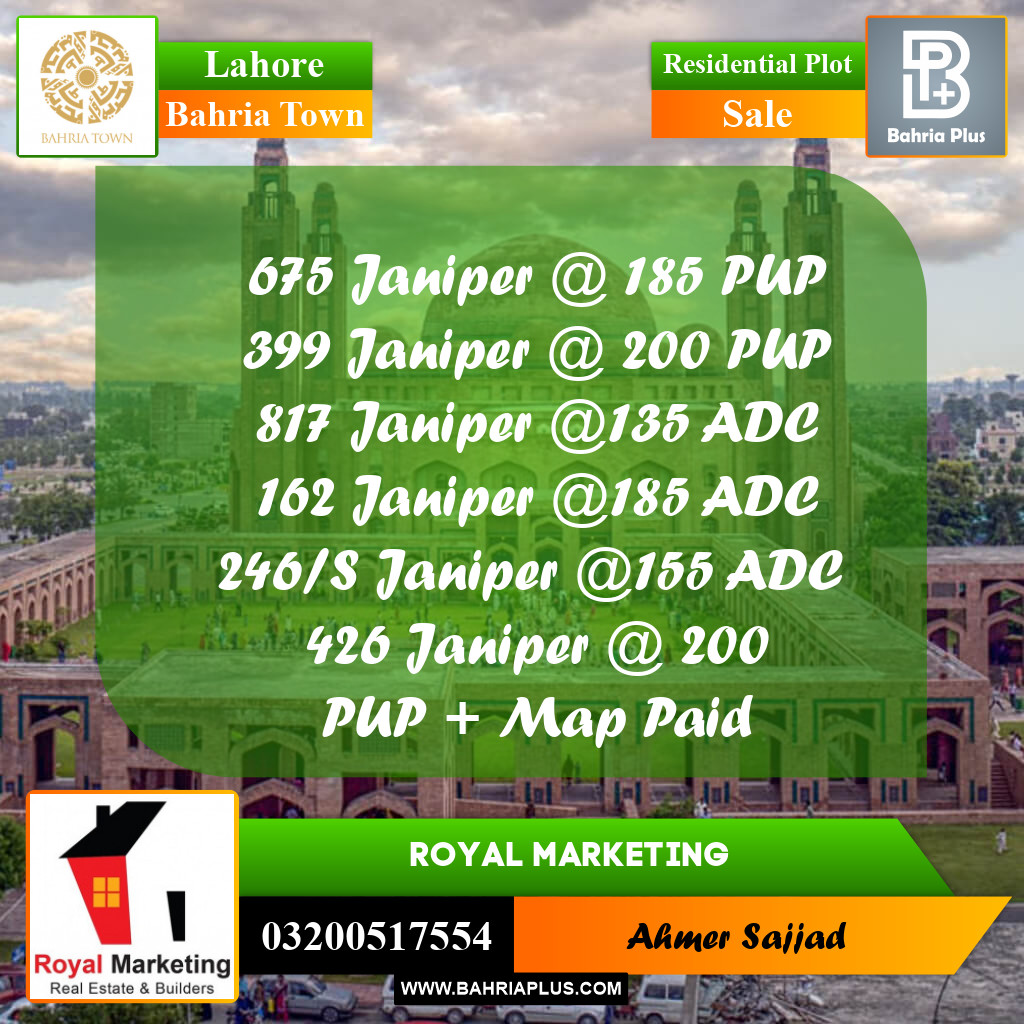 Residential Plot for Sale in Bahria Town, Lahore - (BP-258131)