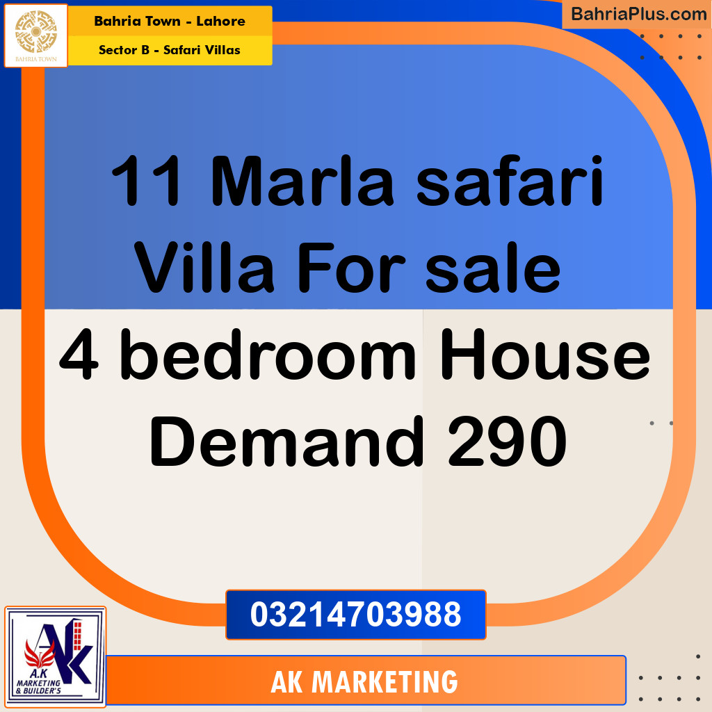 Residential House for Sale in Sector B - Safari Villas -  Bahria Town, Lahore - (BP-258133)