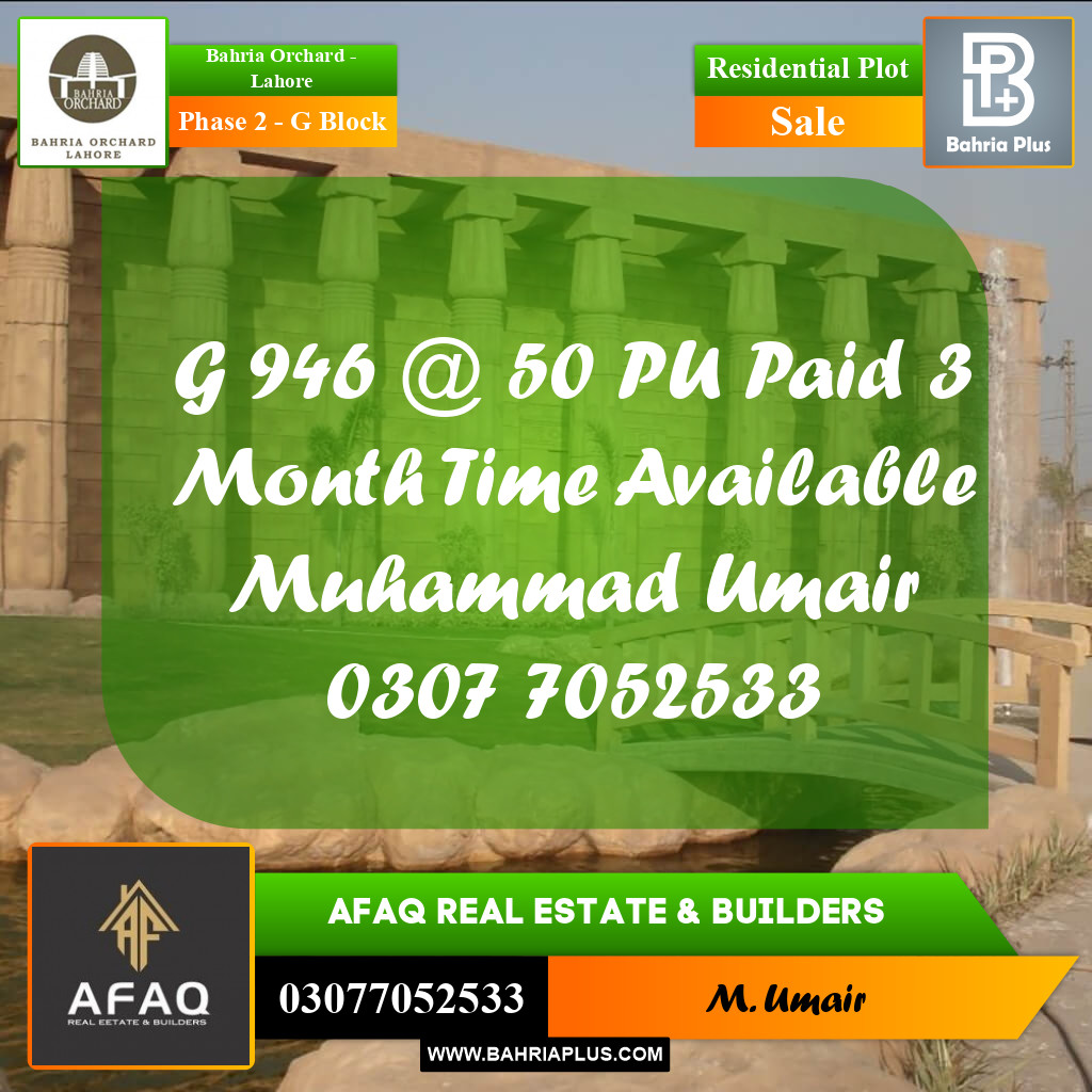 5 Marla Residential Plot for Sale in Phase 2 - G Block -  Bahria Orchard, Lahore - (BP-258152)