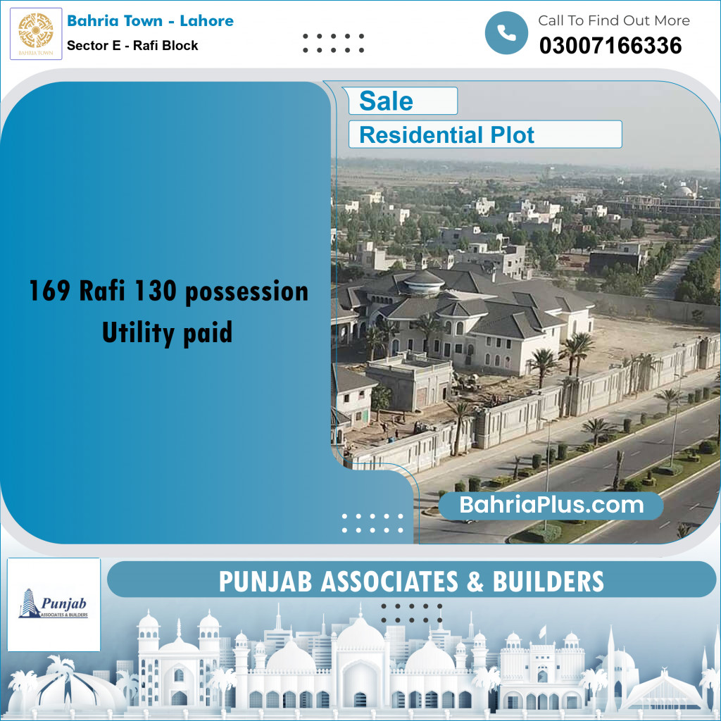 Residential Plot for Sale in Sector E - Rafi Block -  Bahria Town, Lahore - (BP-258153)