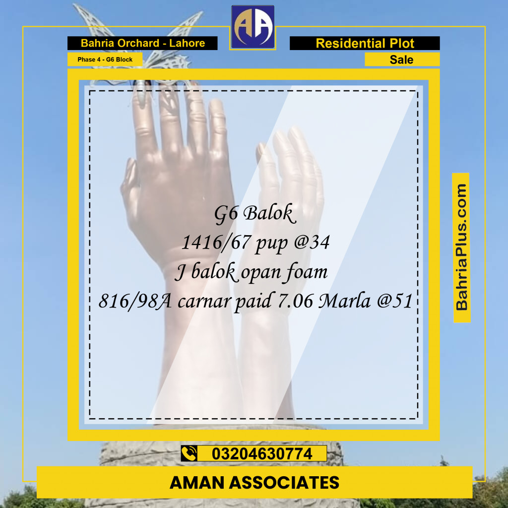 5 Marla Residential Plot for Sale in Phase 4 - G6 Block -  Bahria Orchard, Lahore - (BP-258167)