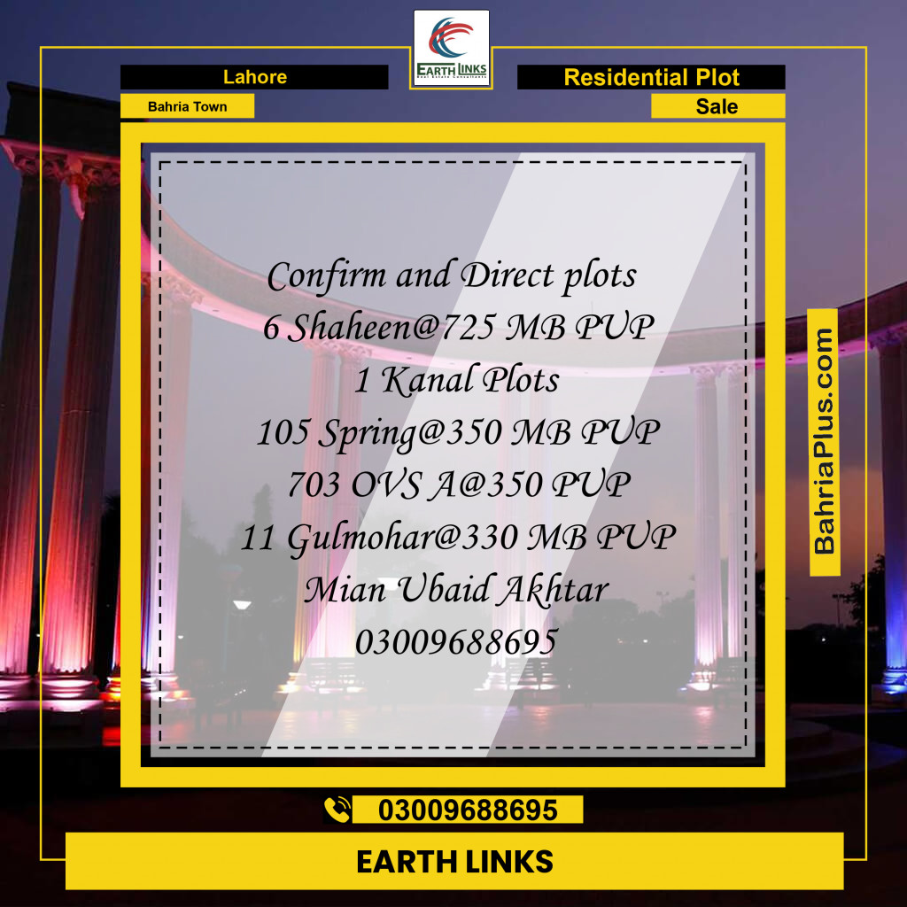 Residential Plot for Sale in Bahria Town, Lahore - (BP-258206)