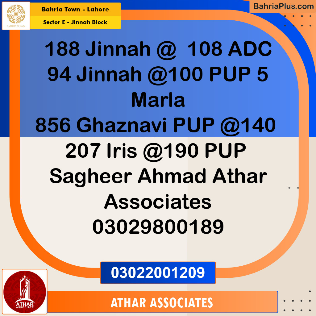 10 Marla Residential Plot for Sale in Sector E - Jinnah Block -  Bahria Town, Lahore - (BP-258208)
