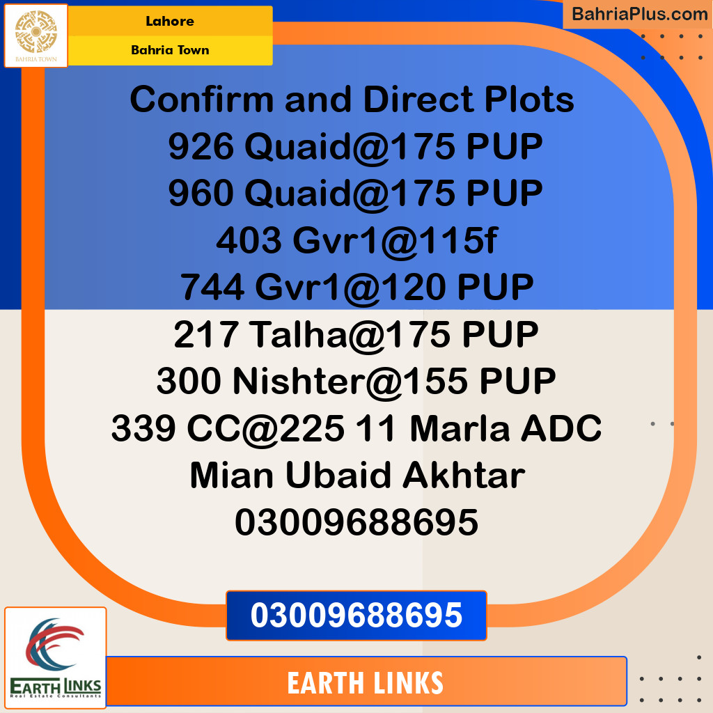 Residential Plot for Sale in Bahria Town, Lahore - (BP-258209)