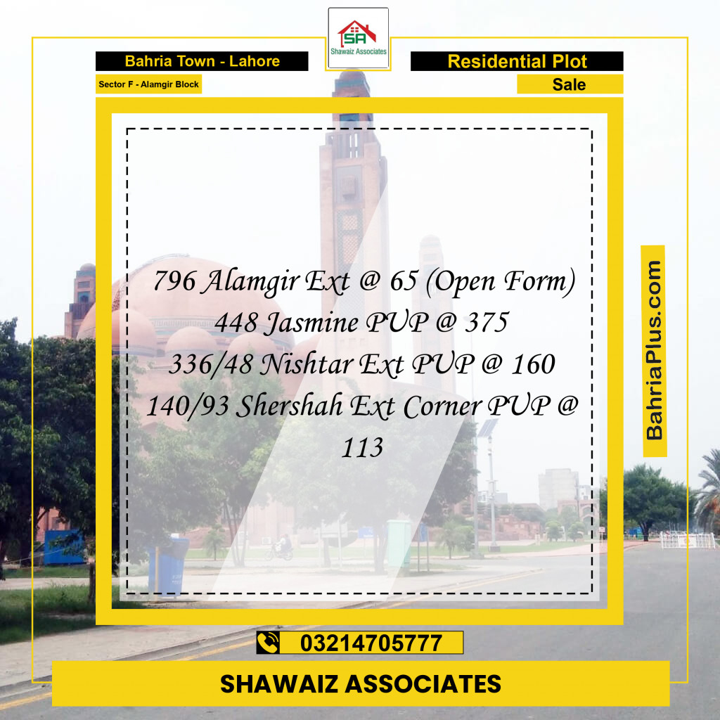 5 Marla Residential Plot for Sale in Sector F - Alamgir Block -  Bahria Town, Lahore - (BP-258246)