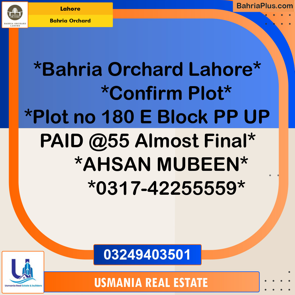 5 Marla Residential Plot for Sale in Bahria Orchard, Lahore - (BP-258270)