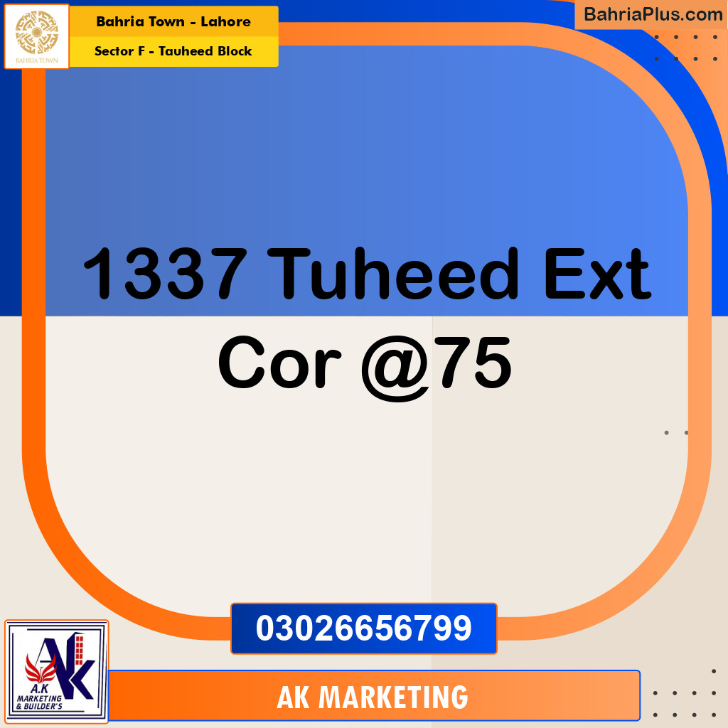 Residential Plot for Sale in Sector F - Tauheed Block -  Bahria Town, Lahore - (BP-258284)