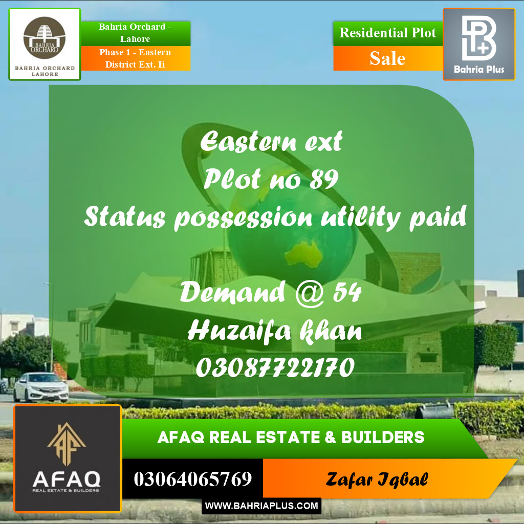 5 Marla Residential Plot for Sale in Phase 1 - Eastern District Ext. II -  Bahria Orchard, Lahore - (BP-258322)